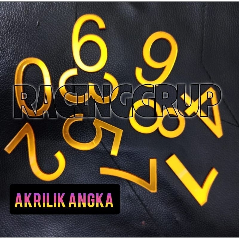 Angka bahan Akrilik GOLD (0 - 9) tinggi 5cm lebar 3cm tebal 2mm