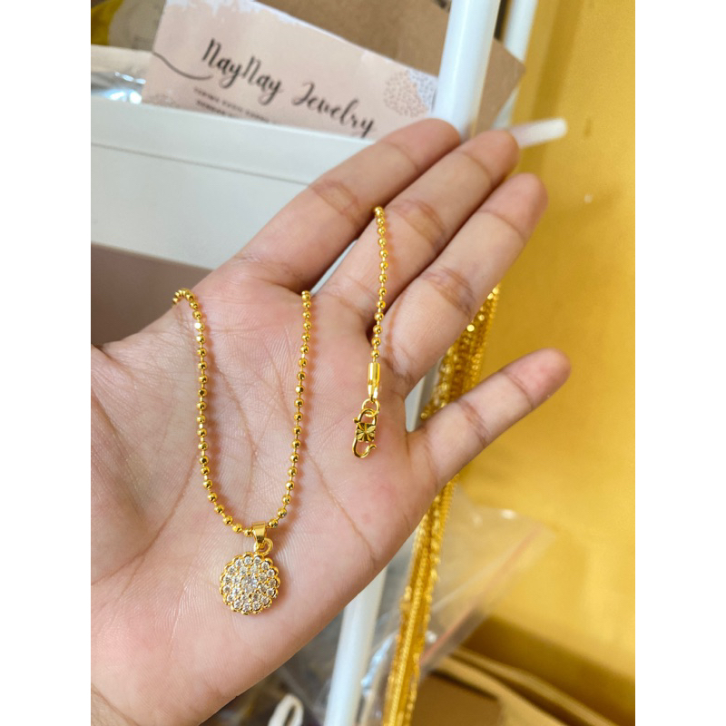 Kalung merica bulat permata lapis emas 24k