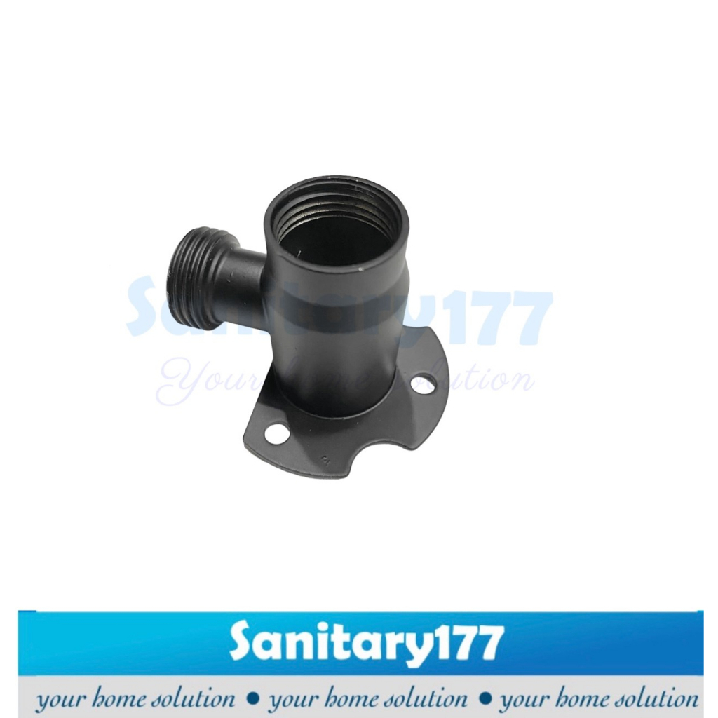 Tee wall shower STAINLESS 1/2in -bracket sambungan T tiang pipa wall shower hitam black  tanpa bobok Tembok nepel fitting instalasi luar shower tembok stenlis 1/2