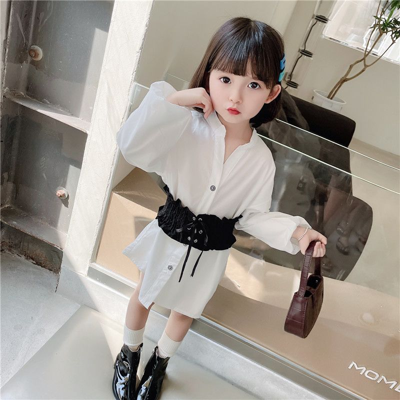 Kemeja Dress Fashion Import Anak Perempuan Motif Putih Polos