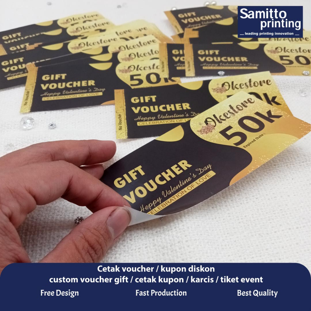 

cetak voucher / kupon diskon / custom voucher gift / cetak kupon / karcis / tiket event