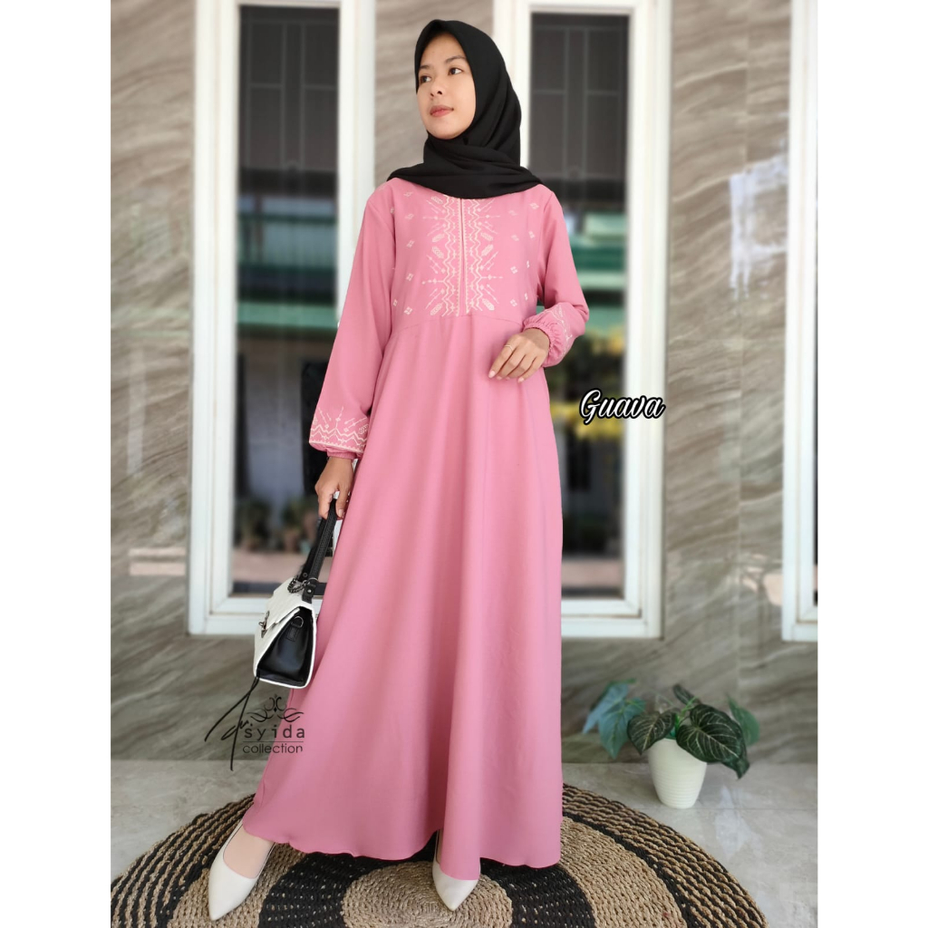 GAMIS ITY CREPE BORDIR DRESS BROKAT TERBARU