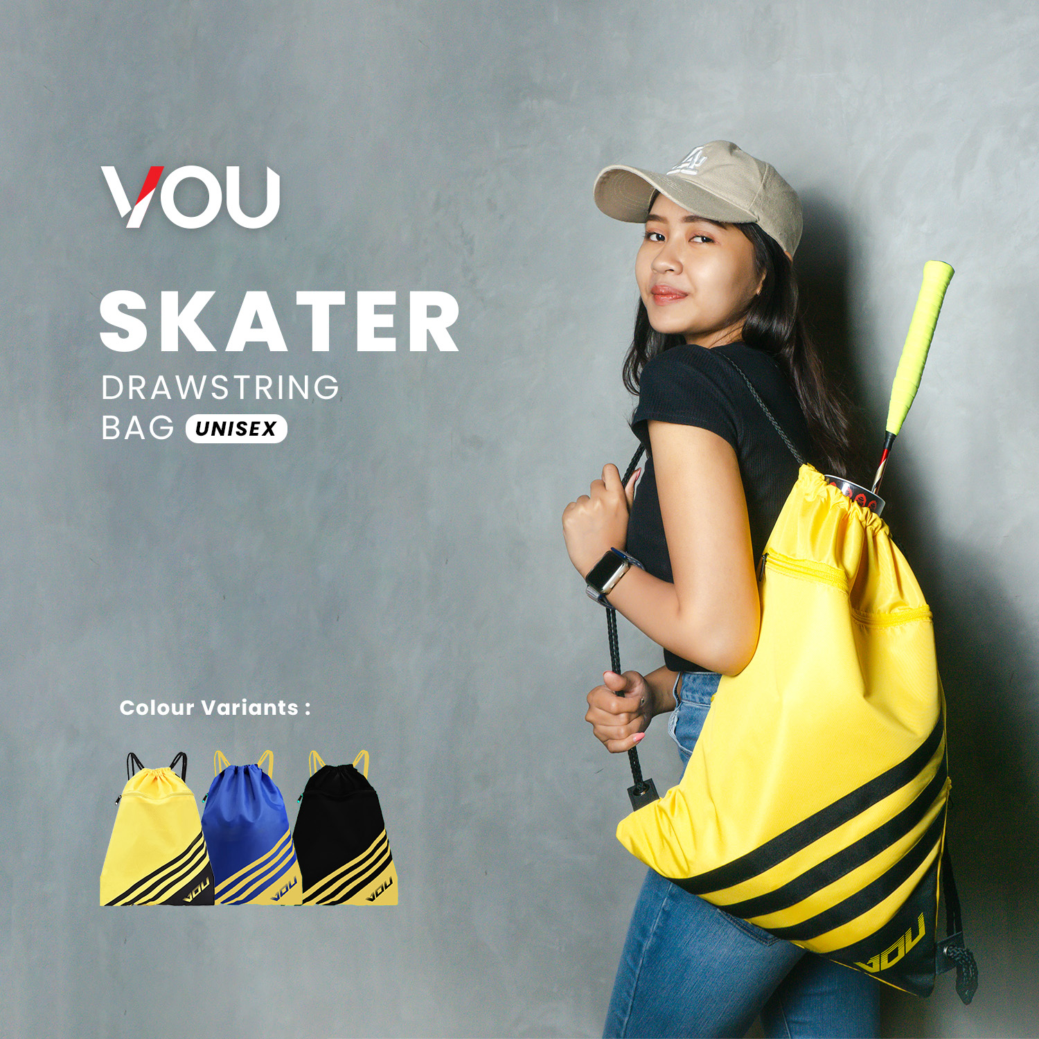 VOU Tas Ransel Serut / Tas Olahraga / SKATER Drawstring Bag - VNB121