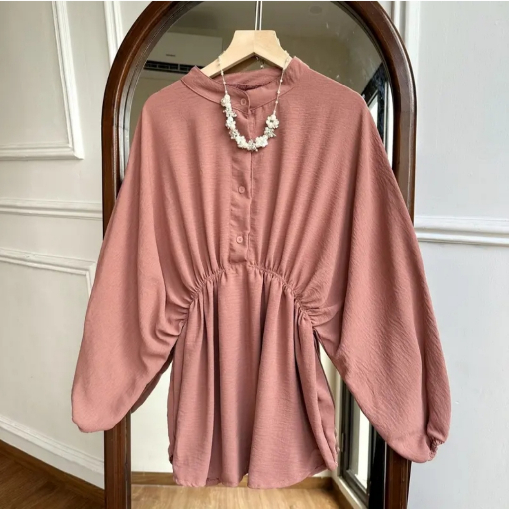 Isyana Blouse Crinkle Jumbo- Atasan Wanita- Atasan Oversize-Kemeja Blouse Casual