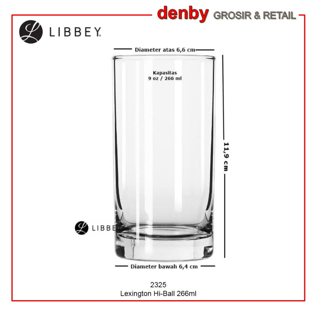 DENBY HOME Libbey Gelas 2325 Glass Lexington Hi Ball 266ml