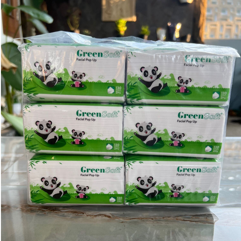 { Per Bendel isi 6 } Tissue Green Soft 6in1 Pop Up 130 Sheets-6in1 Tanpa Box Tisue
