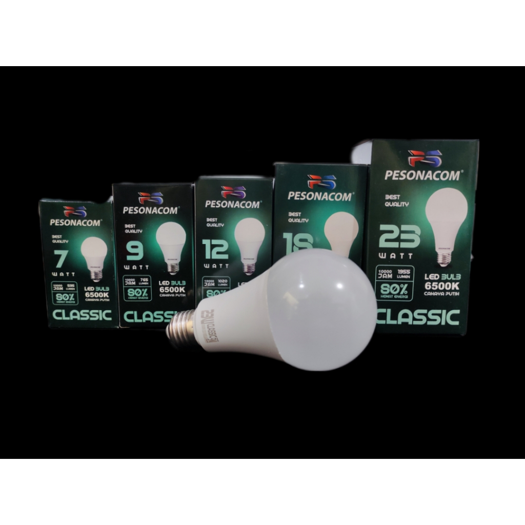 (BISA COD) LAMPU BOHLAM PESONACOM CLASSIC LED BULB 7W 7 Watt CAHAYA PUTIH 6500K Cool Daylight