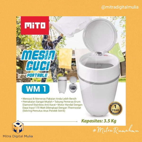 Mito WM 1 Mesin Cuci Mini 3.5 Liter Portable Washing Machine WM1