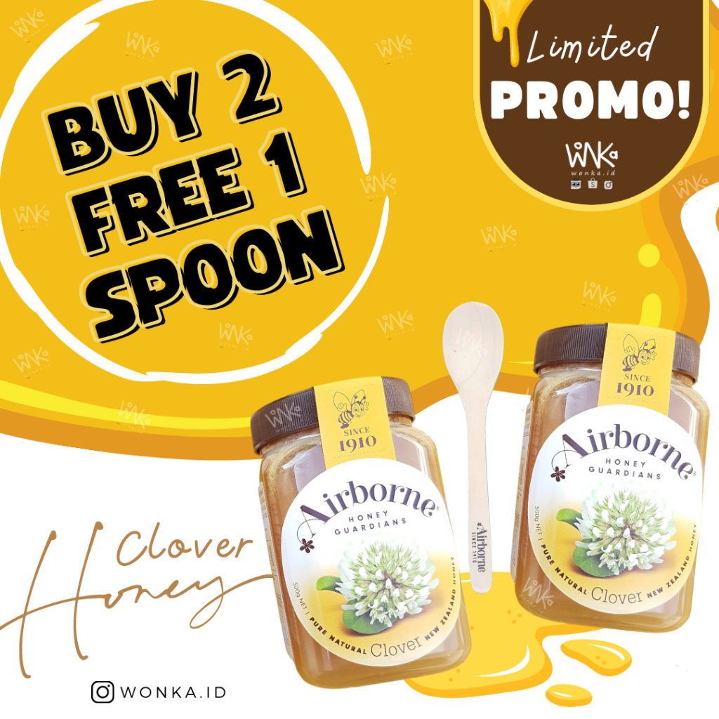 Airborne - Madu Clover 500 gr - New Zealand Honey - Antibiotik Alami