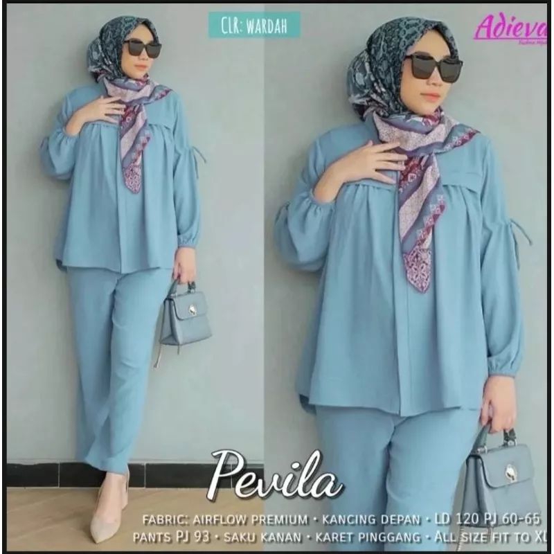 Pevila set (baju + celana) / setelan wanita TERBARU