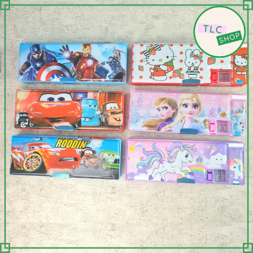 

Kotak Pensil Magnet Karakter 2 Sisi + Rautan / Pencil Case 2 Sisi / Kotak Pensil 2 Sisi Jumbo