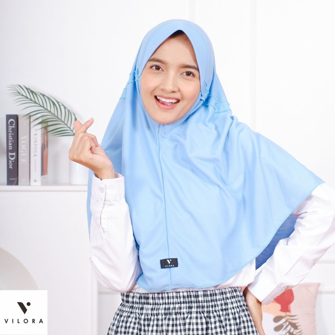 Vilora - Kerudung Sekolah Serut New Color 2023 (Hijab Instan)