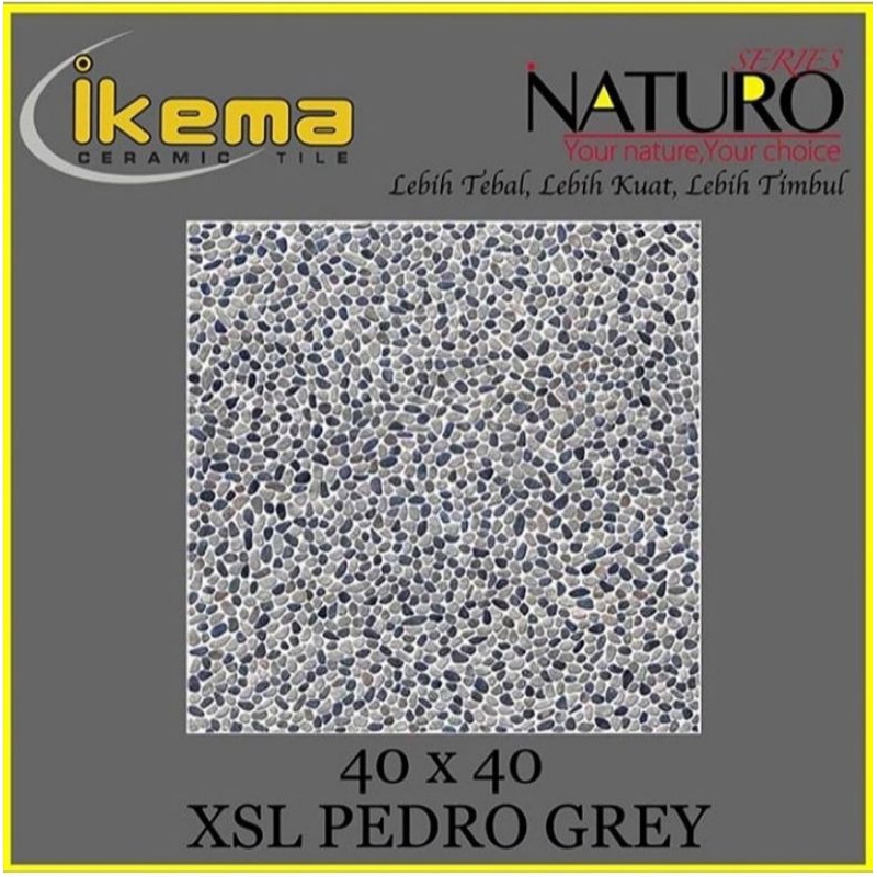 Keramik lantai kasar 40x40cm Ikad Pedro Grey silver brown