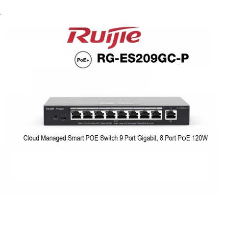 Ruijie RG-ES209GC-P , Cloud Managed 9 Port Gigabit PoE+ Switch 120W