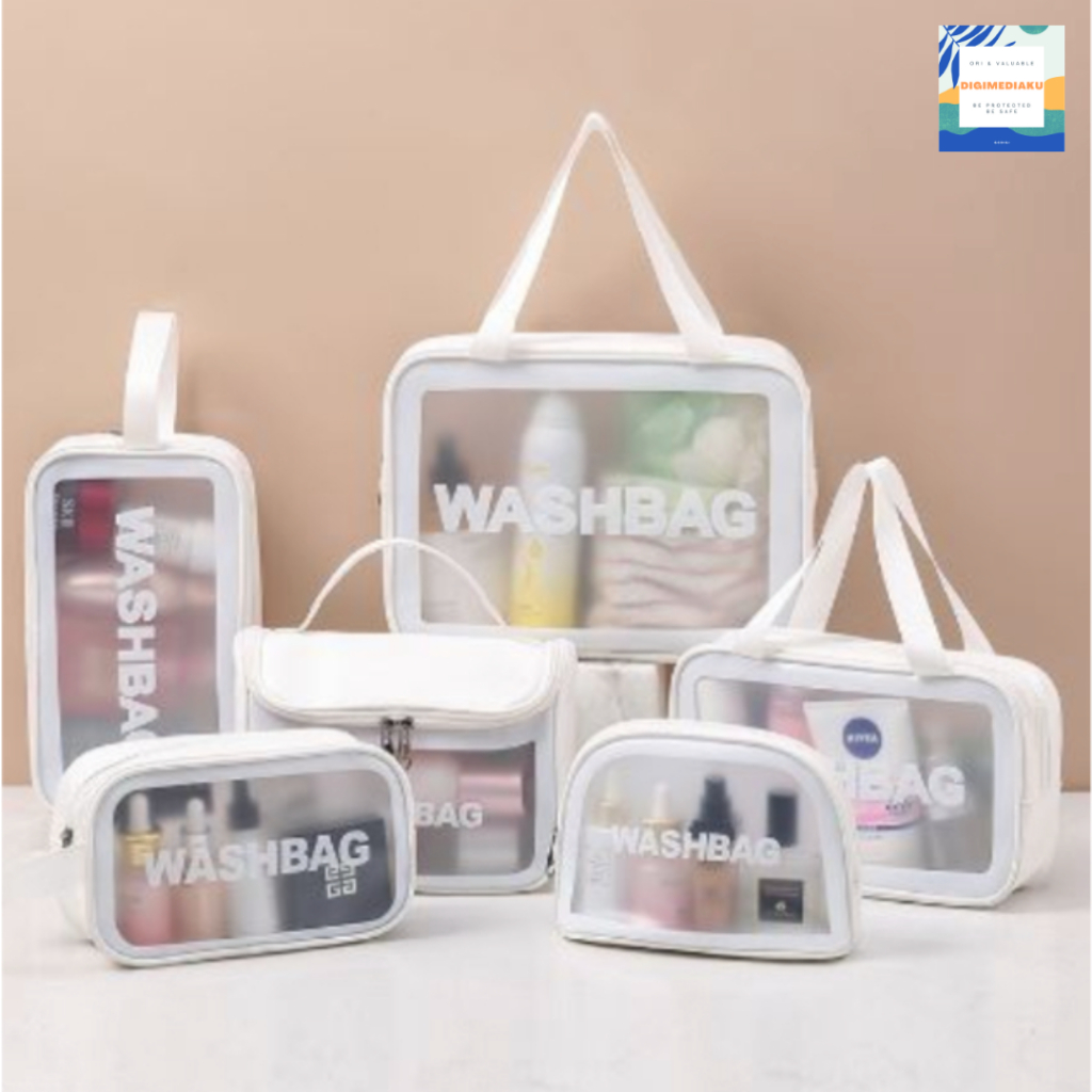 Tas Kosmetik Tas WASHBAG Toiletry - Pouch Make-Up Travel Transparan Waterproof Bag Organizer