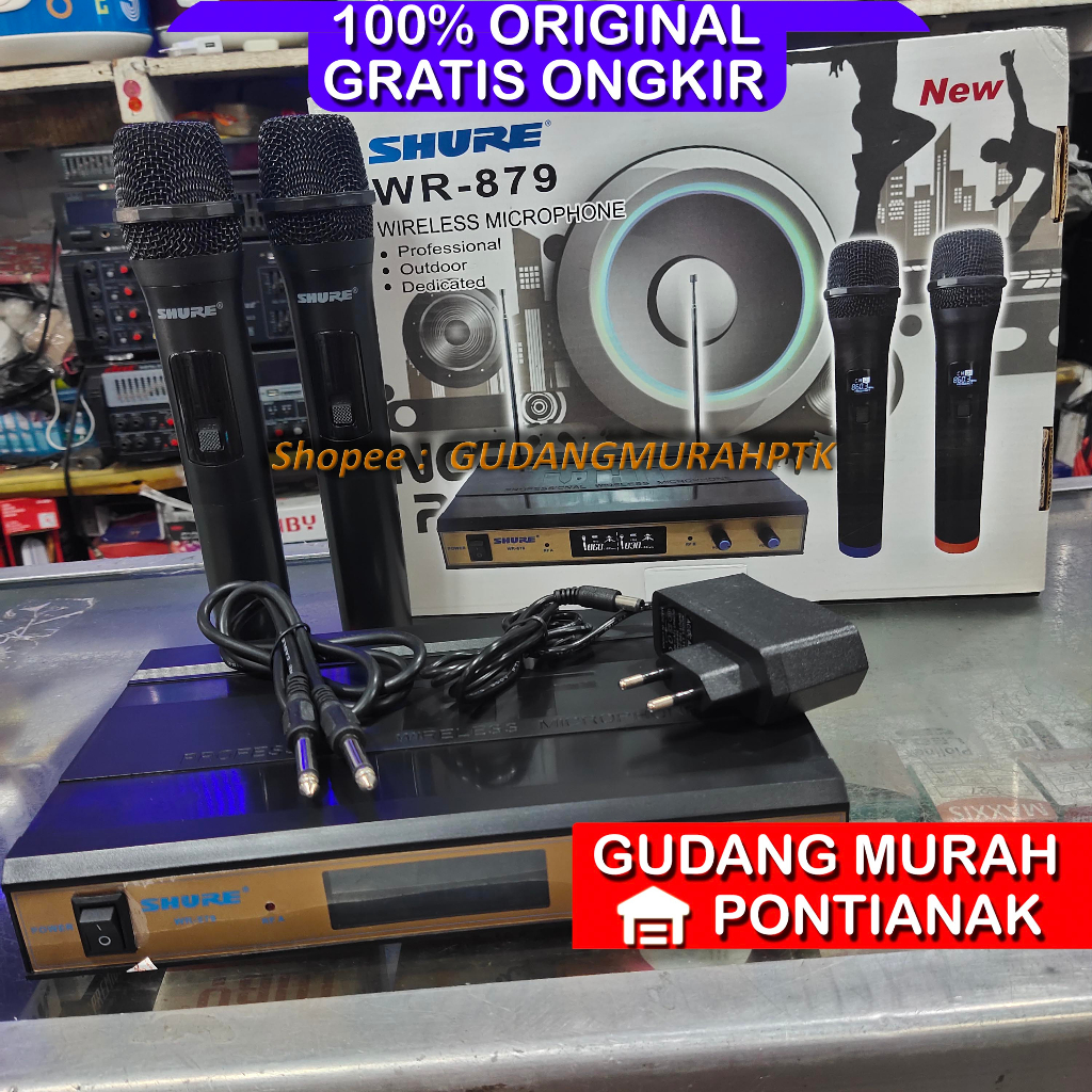 Mic Shure SUARA BERSIH DAN JERNIH SEPUL KUAT dan NYARING SUARANYA wr879 microphone shure wr 879 UHF Kualitas Premium Cocok Untuk Panggung dan Acara