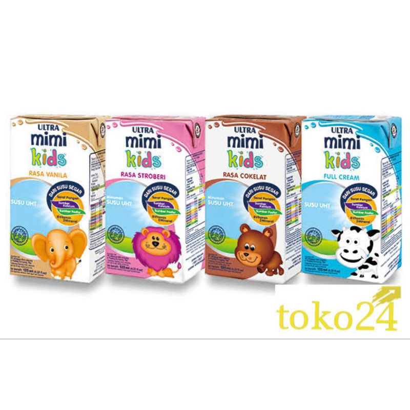 

Ultra Mimi Kids Coklat, Stroberi, Vanila, Full Cream 125 ml