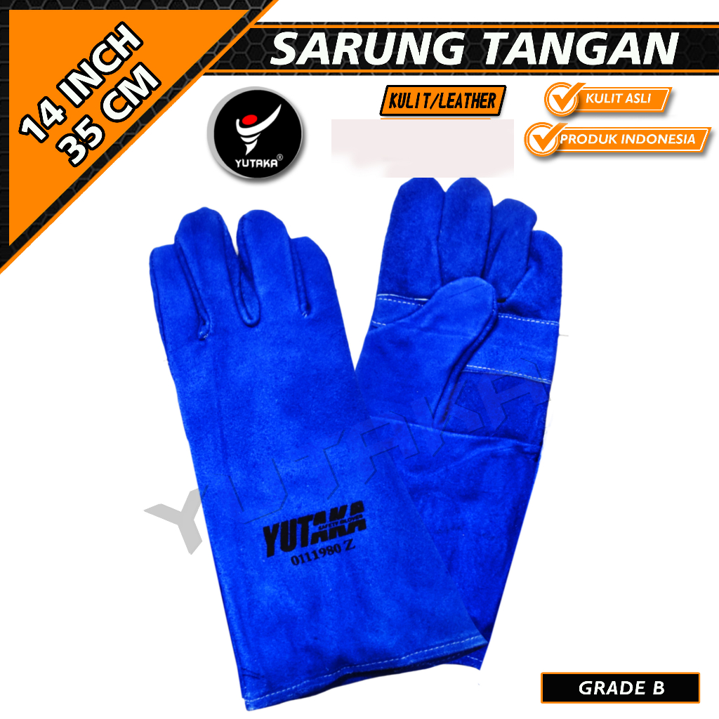 SARUNG TANGAN LAS YUTAKA 14 INCH BIRU