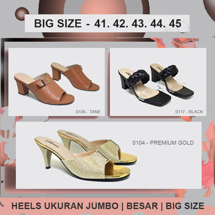 Sandal Heels Wanita Hak 7cm (Ukuran Besar Jumbo Big Size) Sendal Pesta Cewek Modis