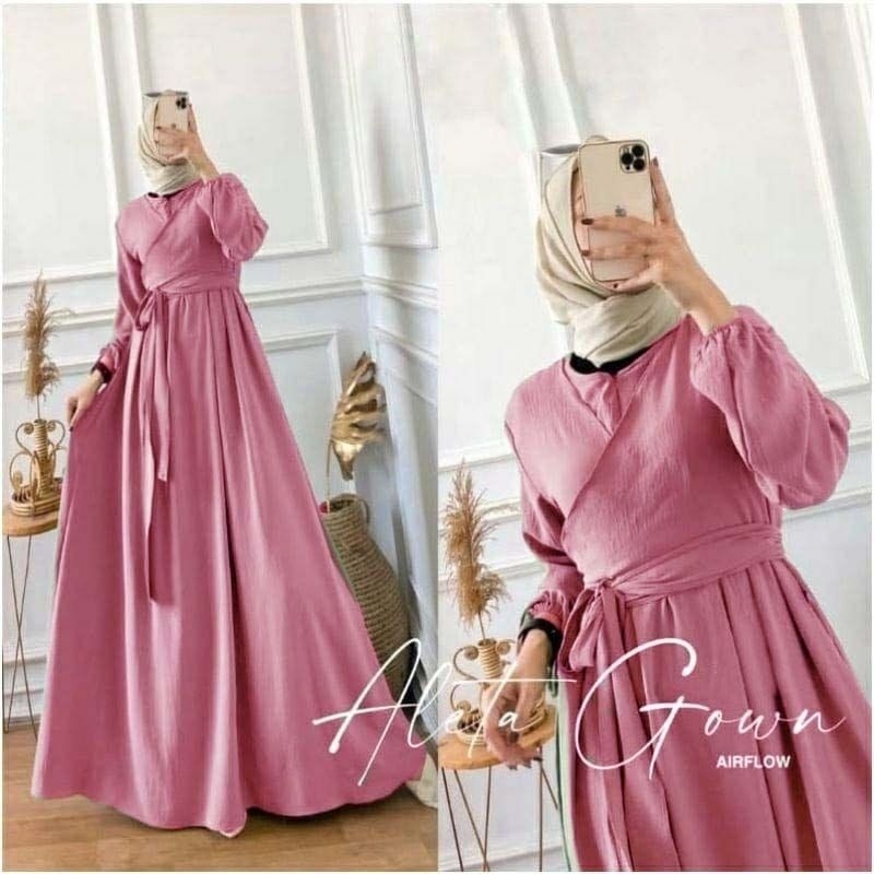 ALLETA GOWN  MAXY DRESS  S M L XL XXL    / CRINCLE AIRFLOW PREMIUM/ GAMIS TERBARU /DRESS  REMAJA KEKINIAN/DRESS KONDANGAN CRINCLE AIRFLOW