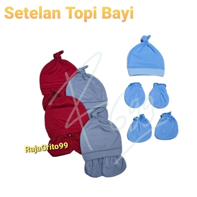 Setelan Topi Bayi Katun + Sarung Tangan Kaki Bayi / Set Topi STK - Sarung Tangan kaki Bayi Newborn