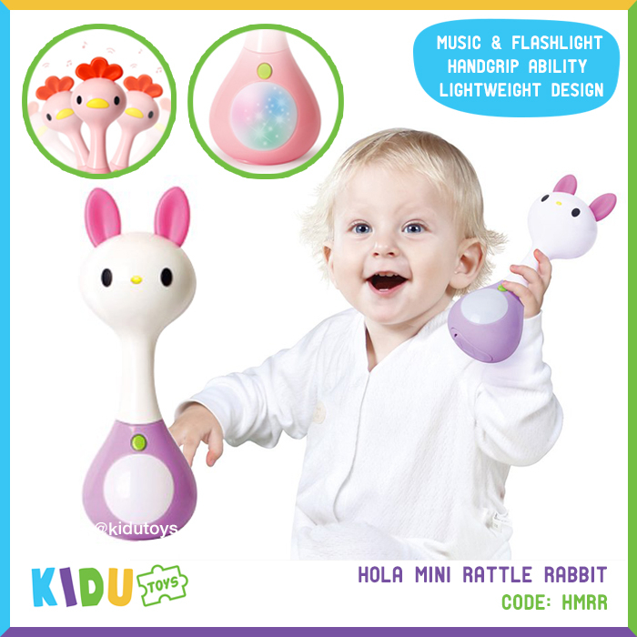 Mainan Anak Bayi Rattle Lucu Hola Mini Rattle Karakter Lion Rabbit Elephant Giraffe Cat Chicken Kidu Baby