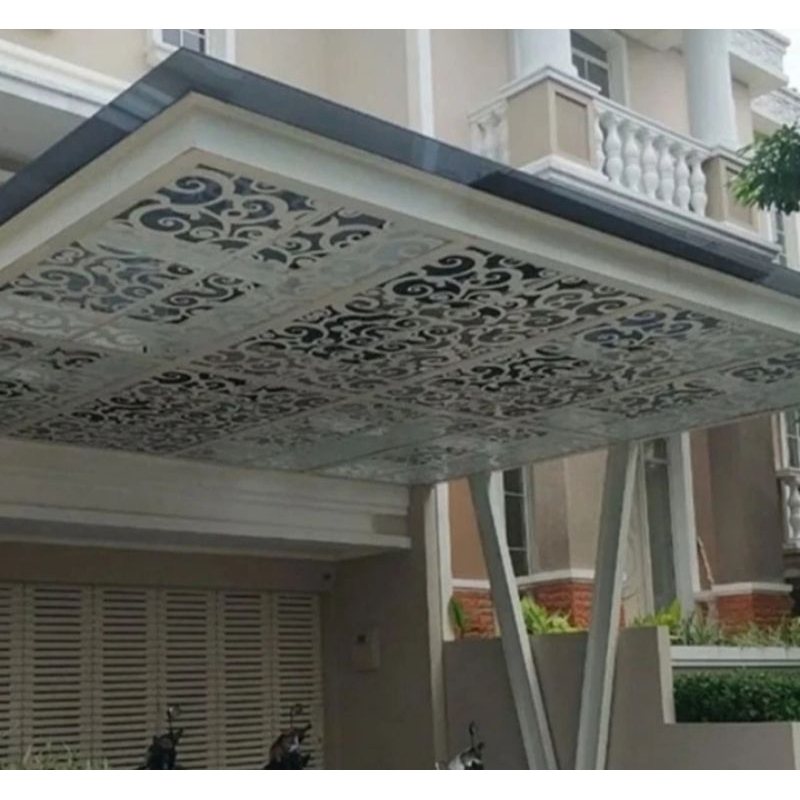 KANOPI KACA TEMPERED - KOMBINASI PLAT CUTTING LASER