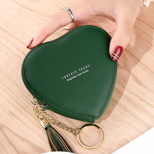 DOMPET KOIN WANITA LUCU GANTUNGAN TEMPAT UANG RECEH COIN PURSE CEWEK MURAH KOREA SIMPLE BRANDED IMPORT MINI KECIL SERBAGUNA REMAJA KULIT HIJAU CHALINA WA703G3