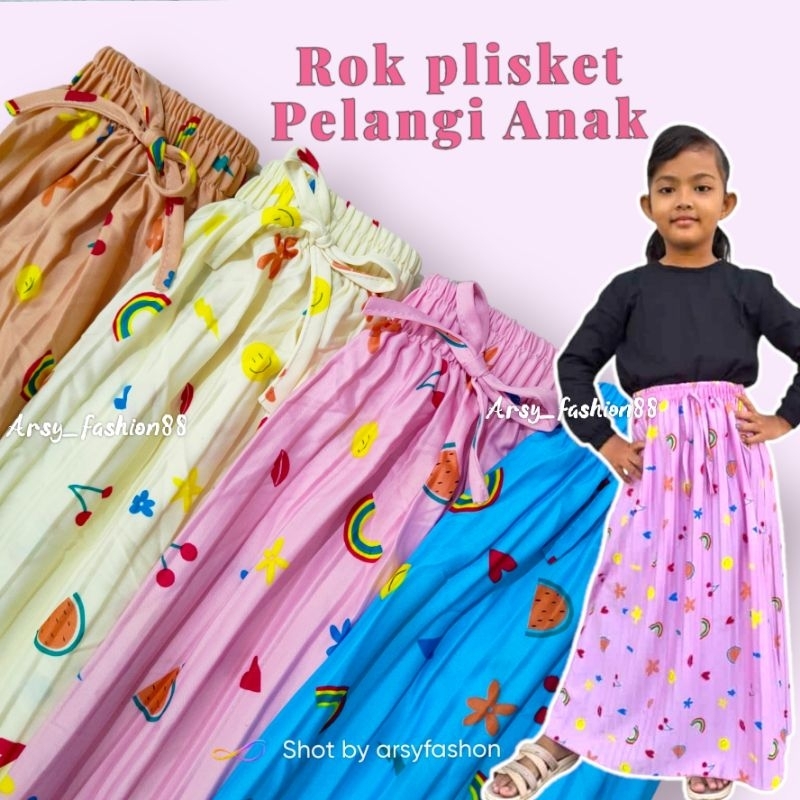 (3-8 th) Rok plisket anak pom motif kaktus / Rok anak perempuan