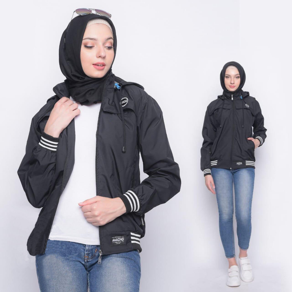 Justrue Jaket Wanita Polos Hitam