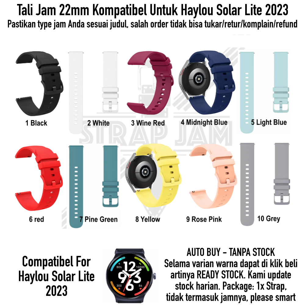 PWK Tali Jam Haylou Solar Lite 2023 - Strap 22mm Silikon Rubber Quick Release