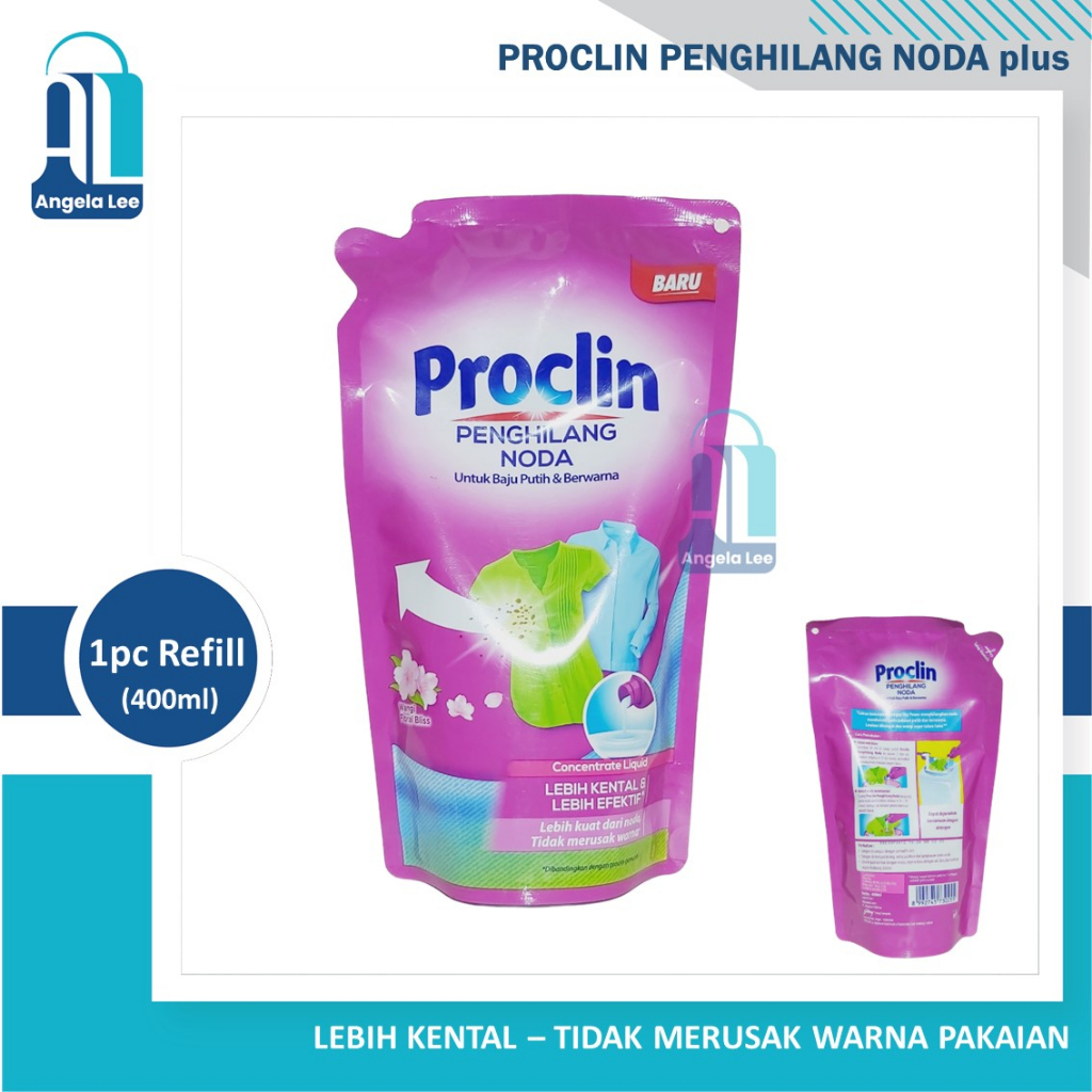 Proclin Penghilang Noda Plus Pemutih Baju Putih dan Berwarna kaporit disinfektan kuman 400ml