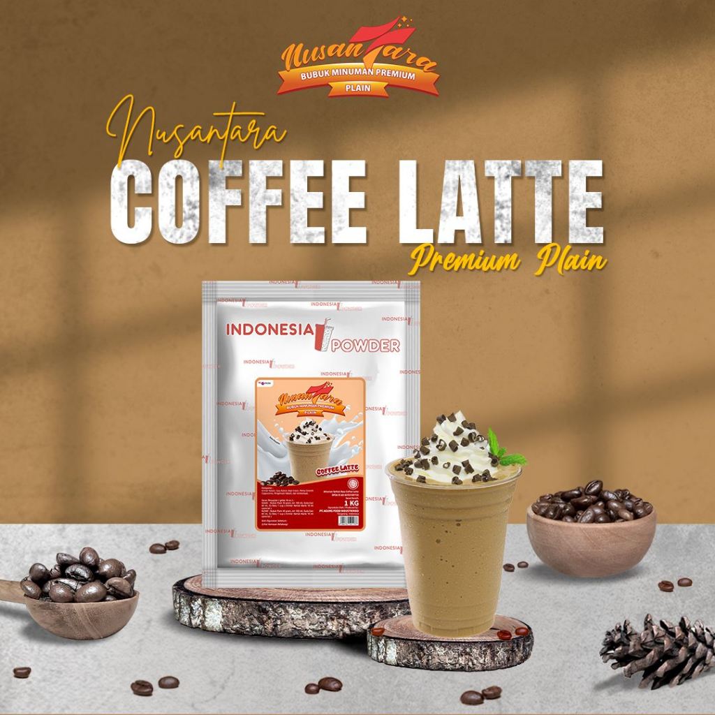 

NUSANTARA Bubuk Minuman Plain Rasa Coffee Latte / kopi Latte Tanpa Gula 1 Kg & 500 Gram Indonesia Powder