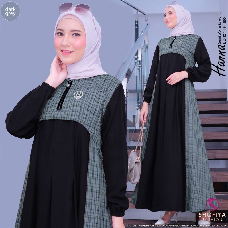 HANNA DRESS MOTIF KOTAK KOTAK By Shofiya