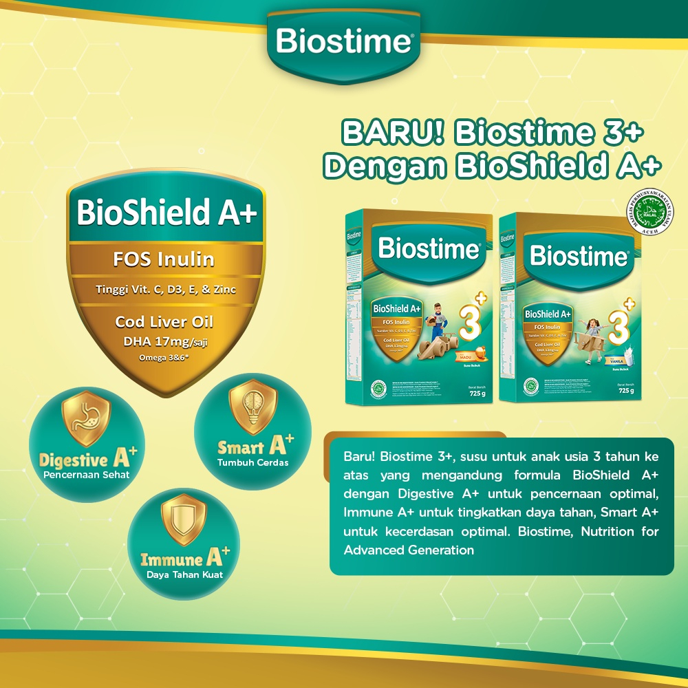 Biostime 3+ Madu Vanila 725 Gram Susu Formula Pertumbuhan Anak