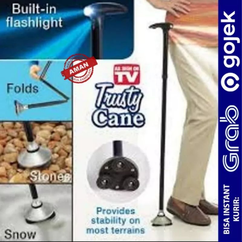 TRUSTY CANE TONGKAT JALAN LIPAT LAMPU ORANG TUA  | TONGKAT JALAN LIPAT ORANG TUA LED | ALAT BANTU JA