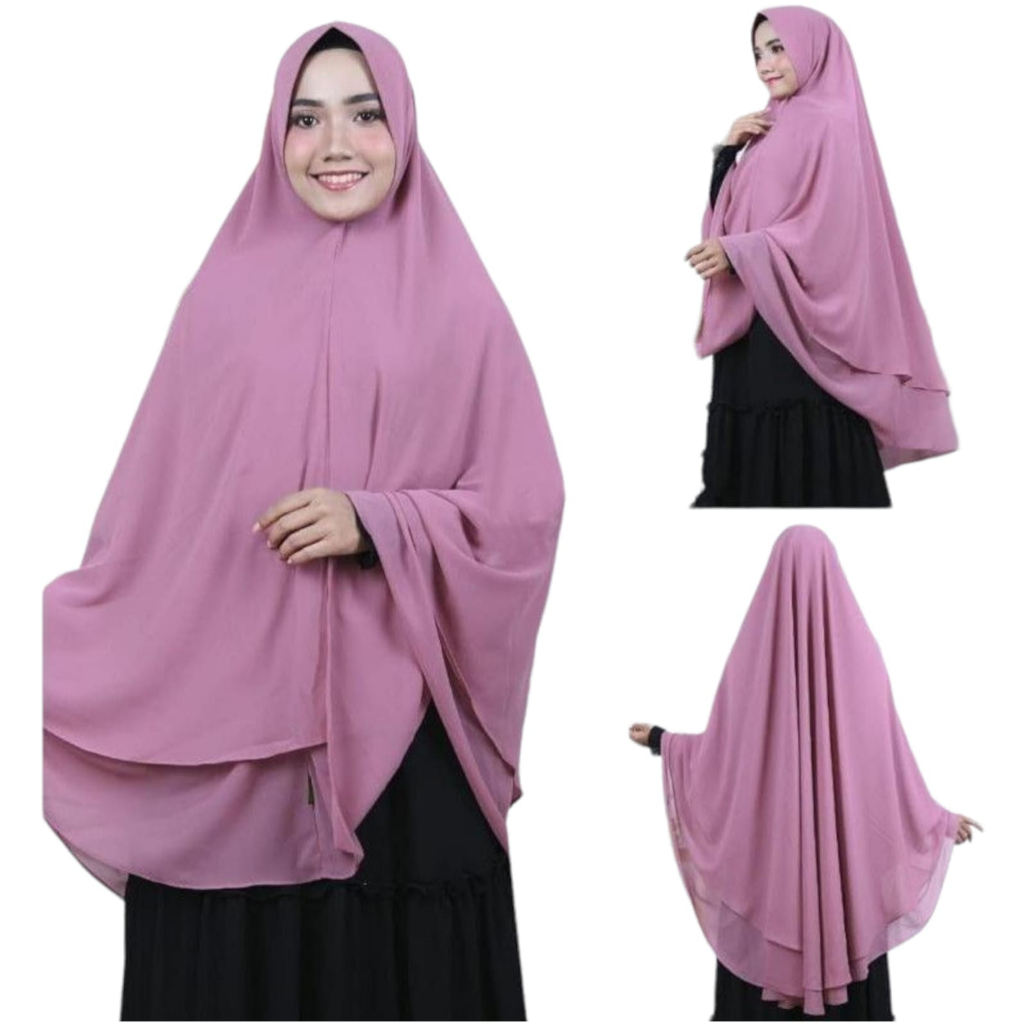 Khimar Jumbo Syar;i 2 Layer Ceruty Babydoll Pet Antem/ Jilbab Jumbo Syar'i