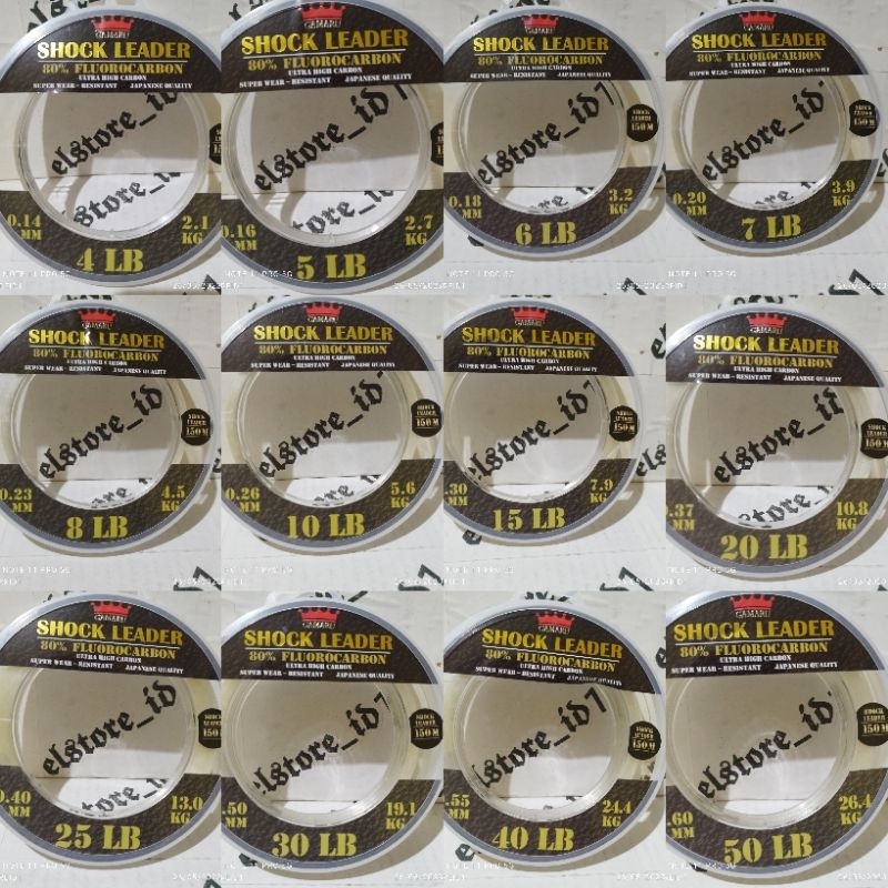 Senar Pancing SHOCK LEADER 150 Meter 80% Fluorocarbon Power 4lb sampai 50lb Gamaru