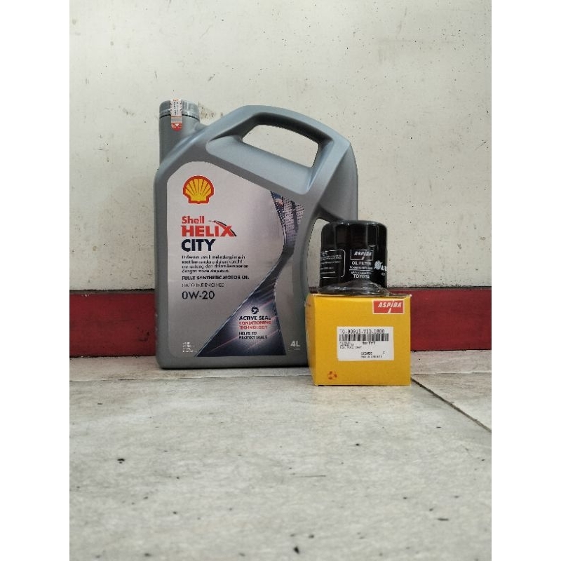 Paket Shell Helix City 0W-20 + Filter Oli Yaris/ Vios/ Altis