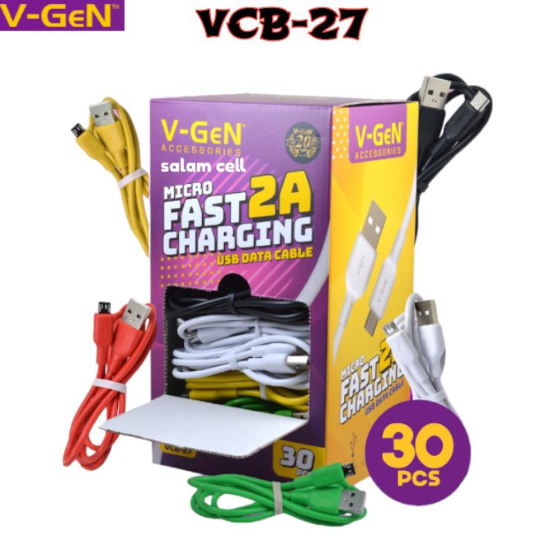 Kabel Data Micro USB V-GEN VCB-27 1Pack isi 30pcs Kabel Data Micro USB Fast Charger 2,4A