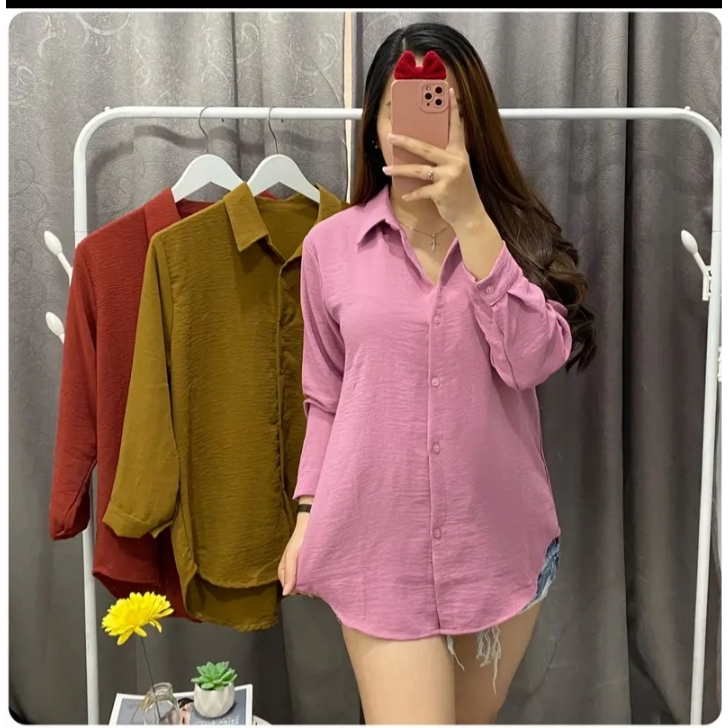 KEMEJA LENGAN PANJANG WANITA POLOS/KEMEJA WANITA TERLARIS/KEMEJA LENGAN PANJANG POLOS