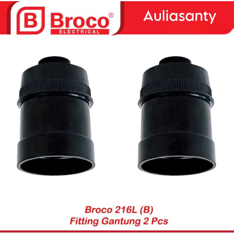 FITING PLAFON BROCO GANTUNG HITAM 216L- ISI 2 PCS SNI 230V E27