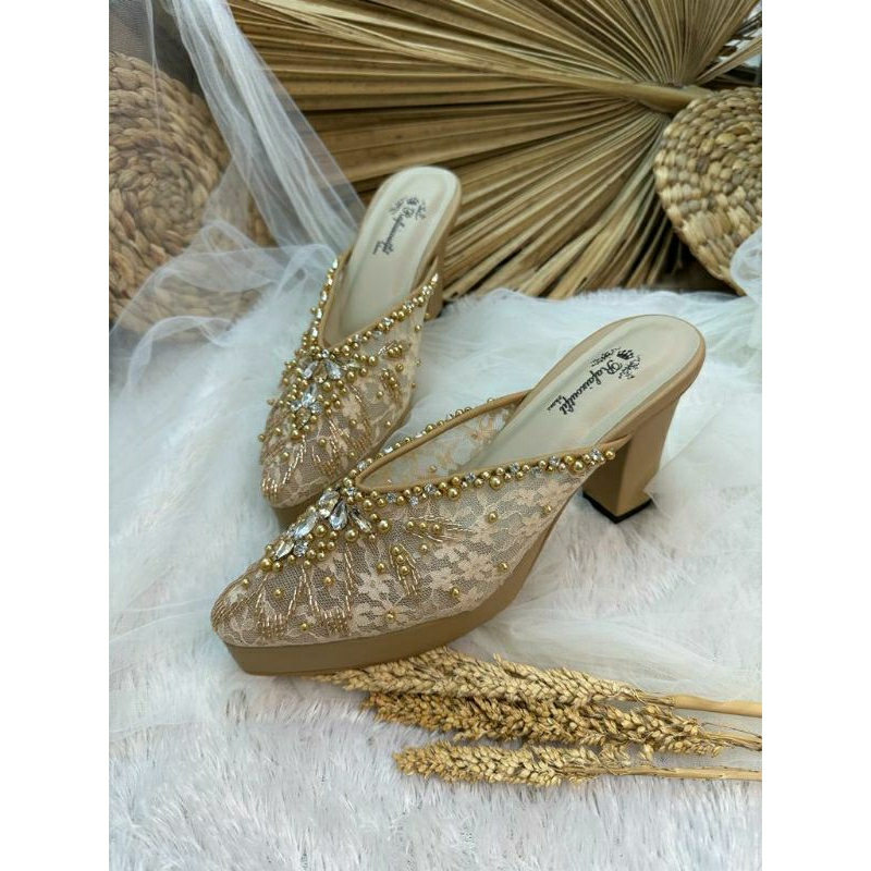 Sepatu wedding pesta Cantik Alena nude 9cm tahu