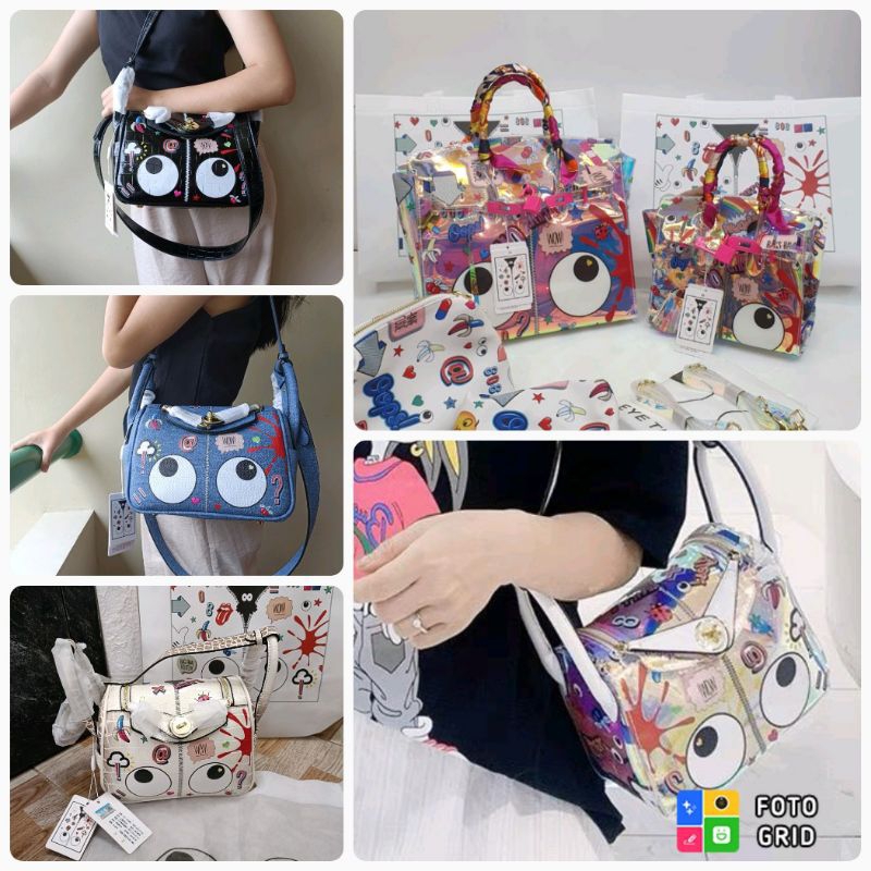 READY  tas fashion top handle Tote BK holo ,Lindi eye theme free papaerbag