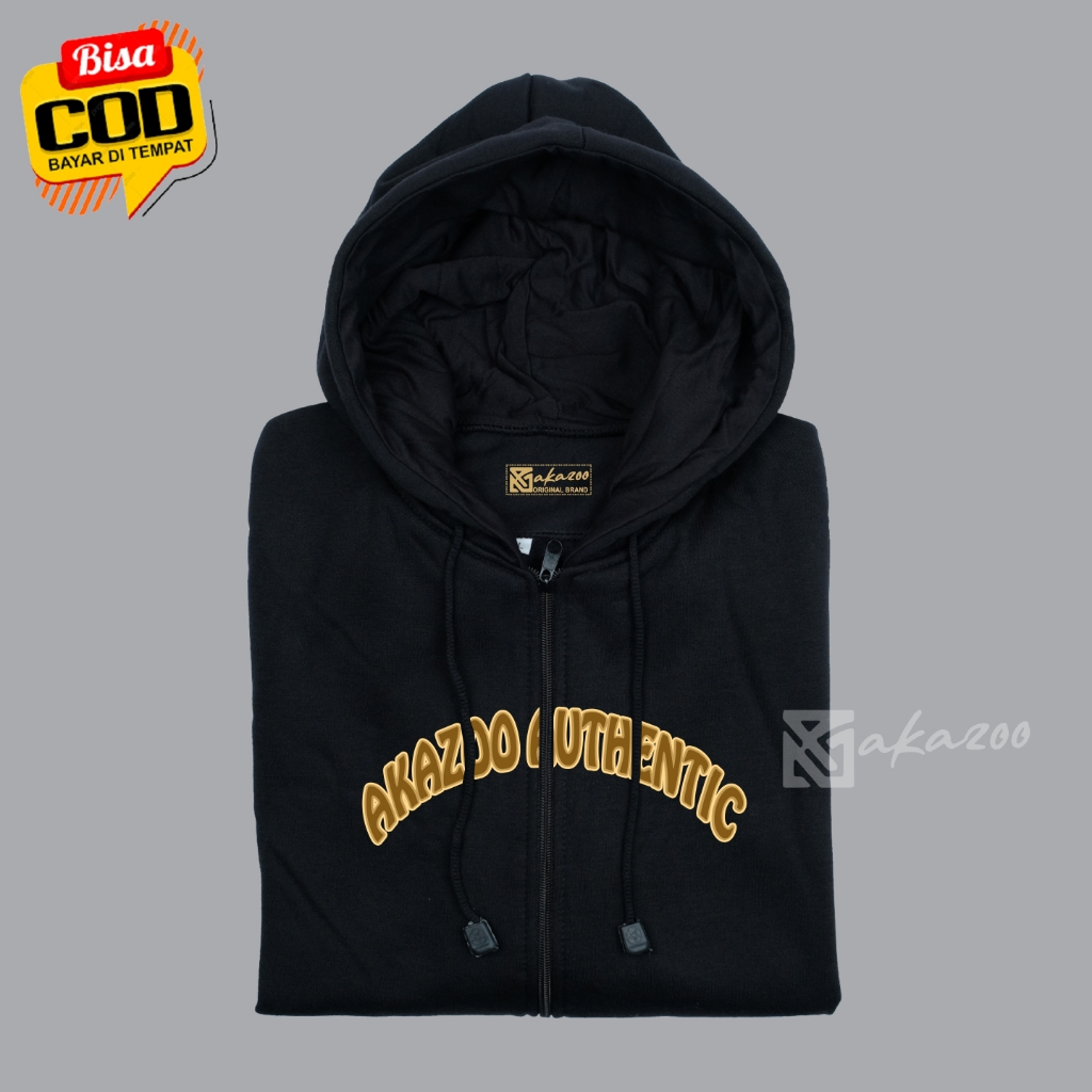 jaket zipper oversize korean style akazoo warna hitam BAJU KERJA sablon depan blakang