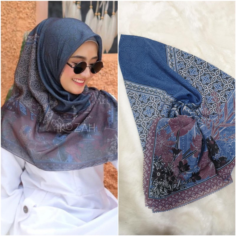 Hijab Segiempat Voal Printing kayla / Kerudung motif printing / Hijab motif premium / Dior scarf