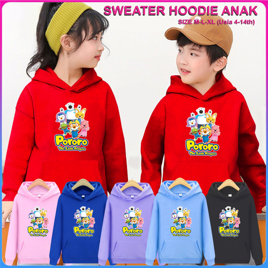 FenishaStore PORORO The Little Penguin Sweater Hoodie Anak Atasan Dan Setelan Usia 4-14 Tahun Bisa Bayar Ditempat COD