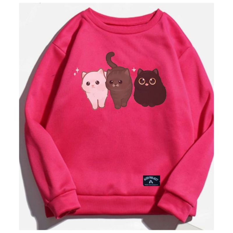 cat crewneck cat sweteer cat sweater sweatshirt sweater kucing