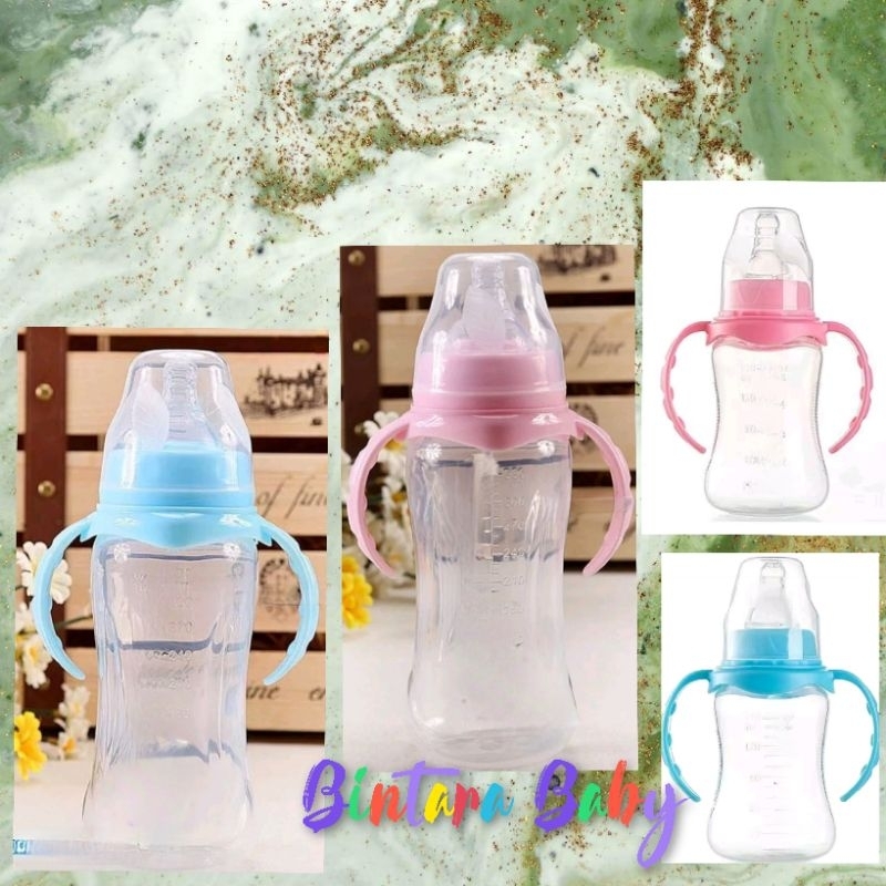 Botol Susu Dengan Handle Gagang Slimneck 150ml / Wideneck 300ml Ekonomis untuk 6 bulan keatas 6m+ / Standar Neck  Nipple Peristaltic / Leher lebar wide neck 300ml