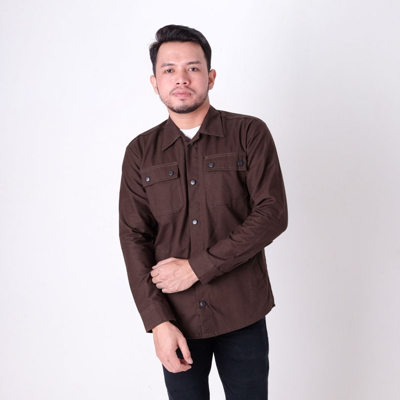 Justrue Jaket Semi Parka Pria Cokelat